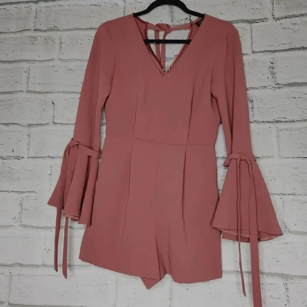 Topshop Romper with long sleeve Solid Blush Pink Size 2